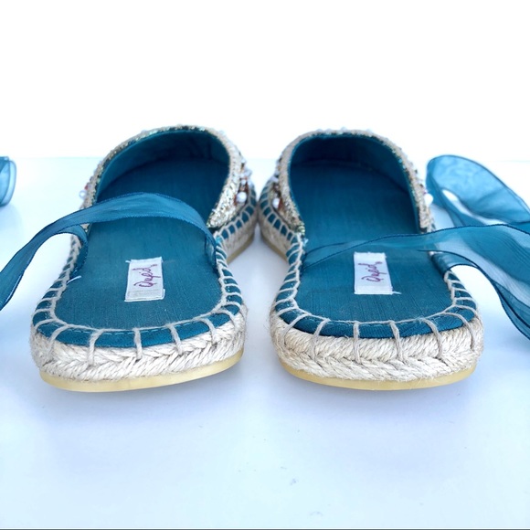 Embellished Lace Up Ballet Espadrilles - Picture 7 of 11